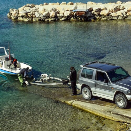 Boat transportation on sea